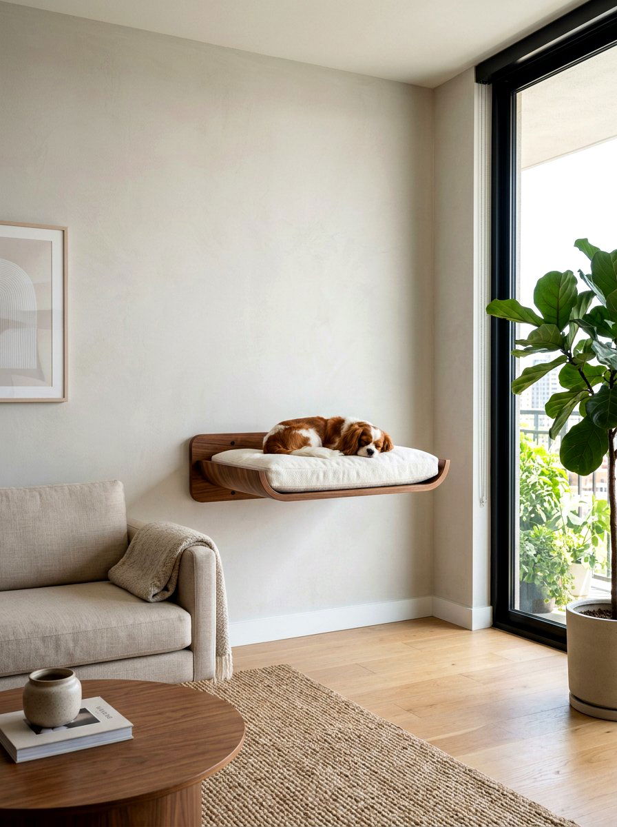 Floating Pet Bed - 30 pet corner living room ideas