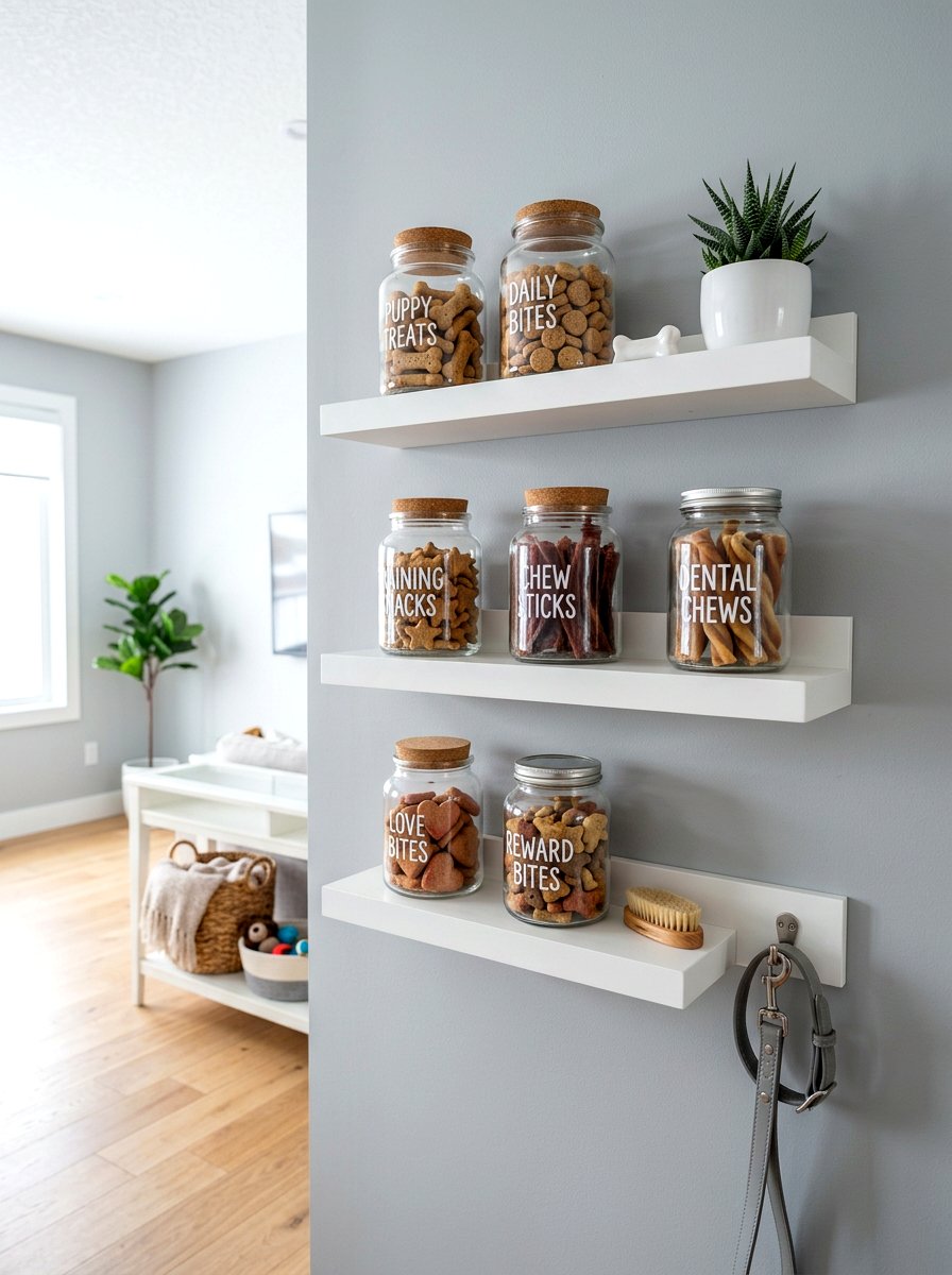 Floating Pet Treat Shelf - 30 dog room storage ideas