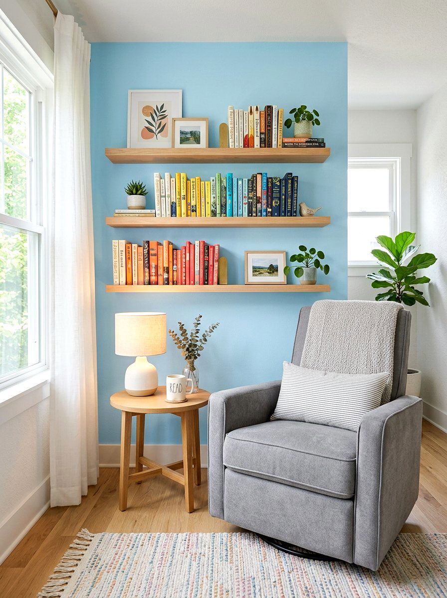 Floating Picture Ledge Bookshelf - 30 nursery wall decor ideas