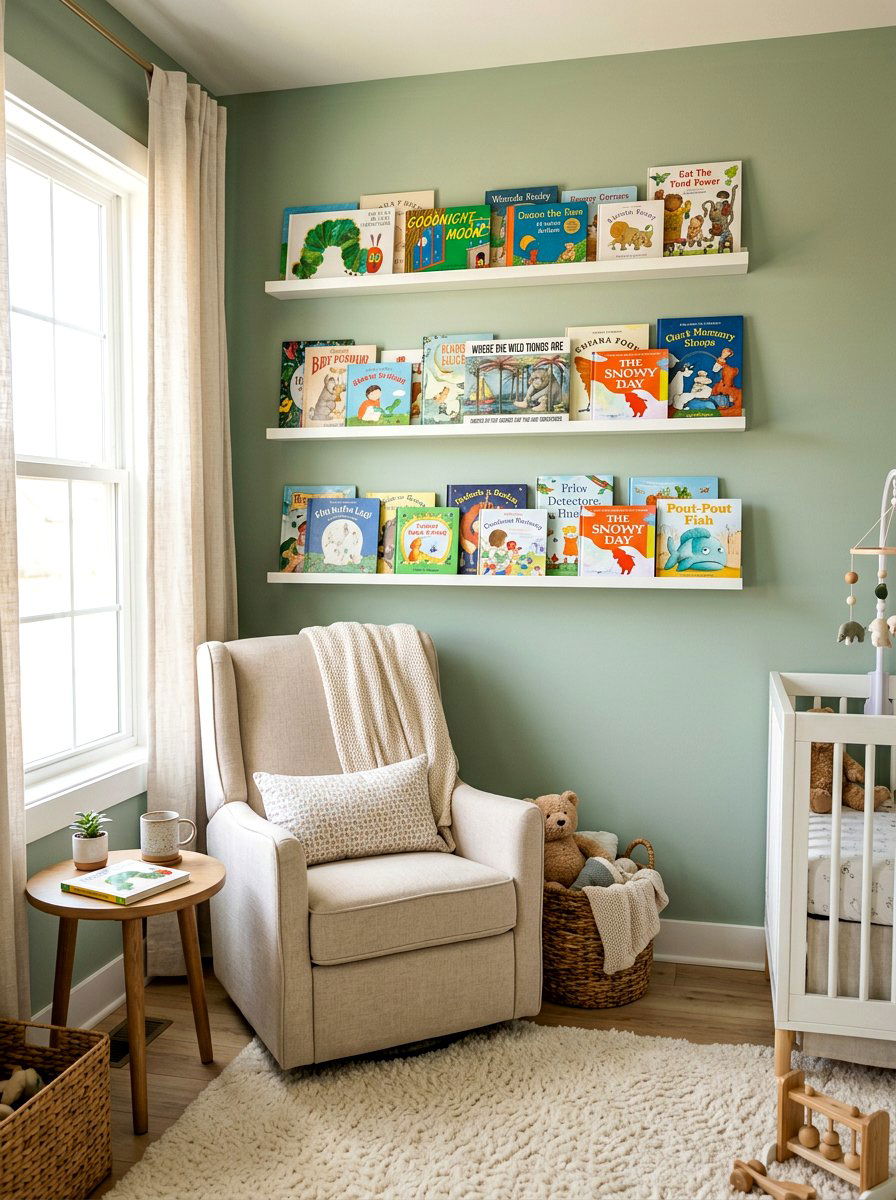 Floating Picture Ledge - 30 nursery bookshelf ideas