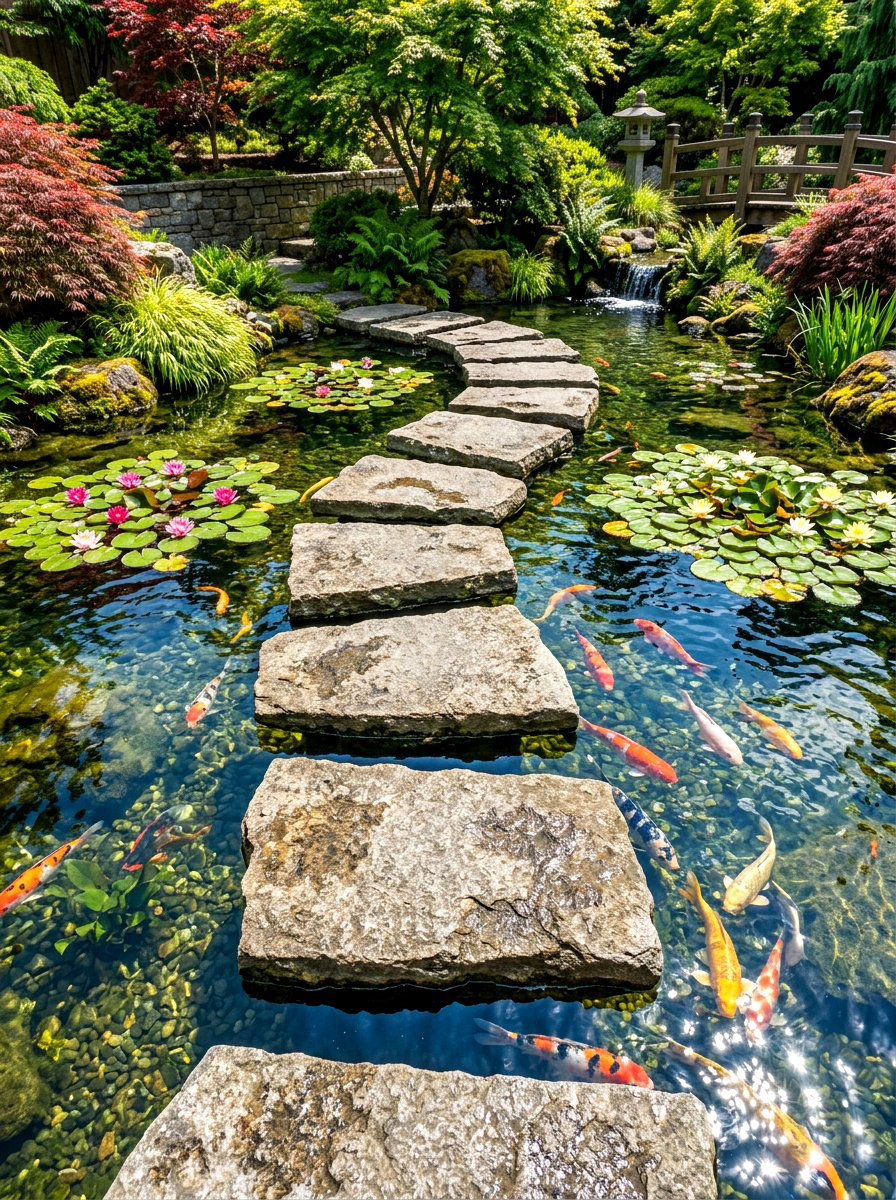 Floating Pond Stones - 30 stepping stone ideas