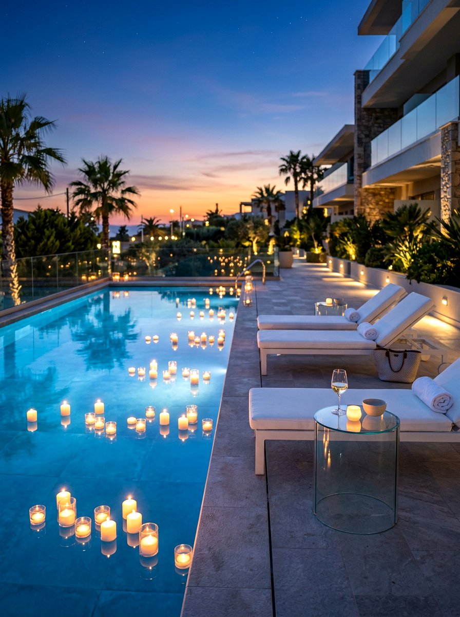 Floating Pool Candles - 30 backyard candlelight dinner ideas