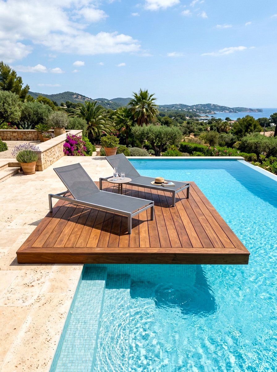 Floating Pool Deck - 30 pool lounge patio ideas