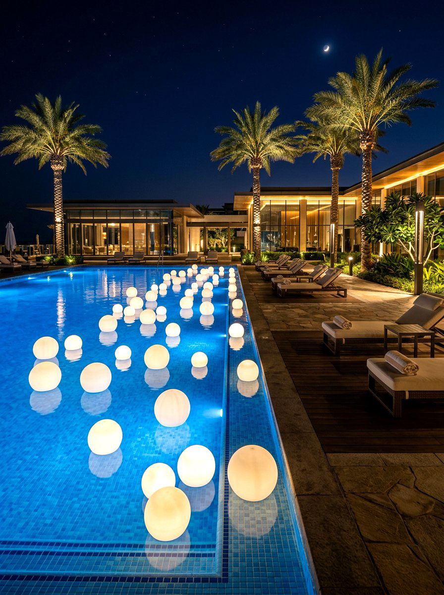 Floating Pool Lamp - 30 lamp lit patio ideas