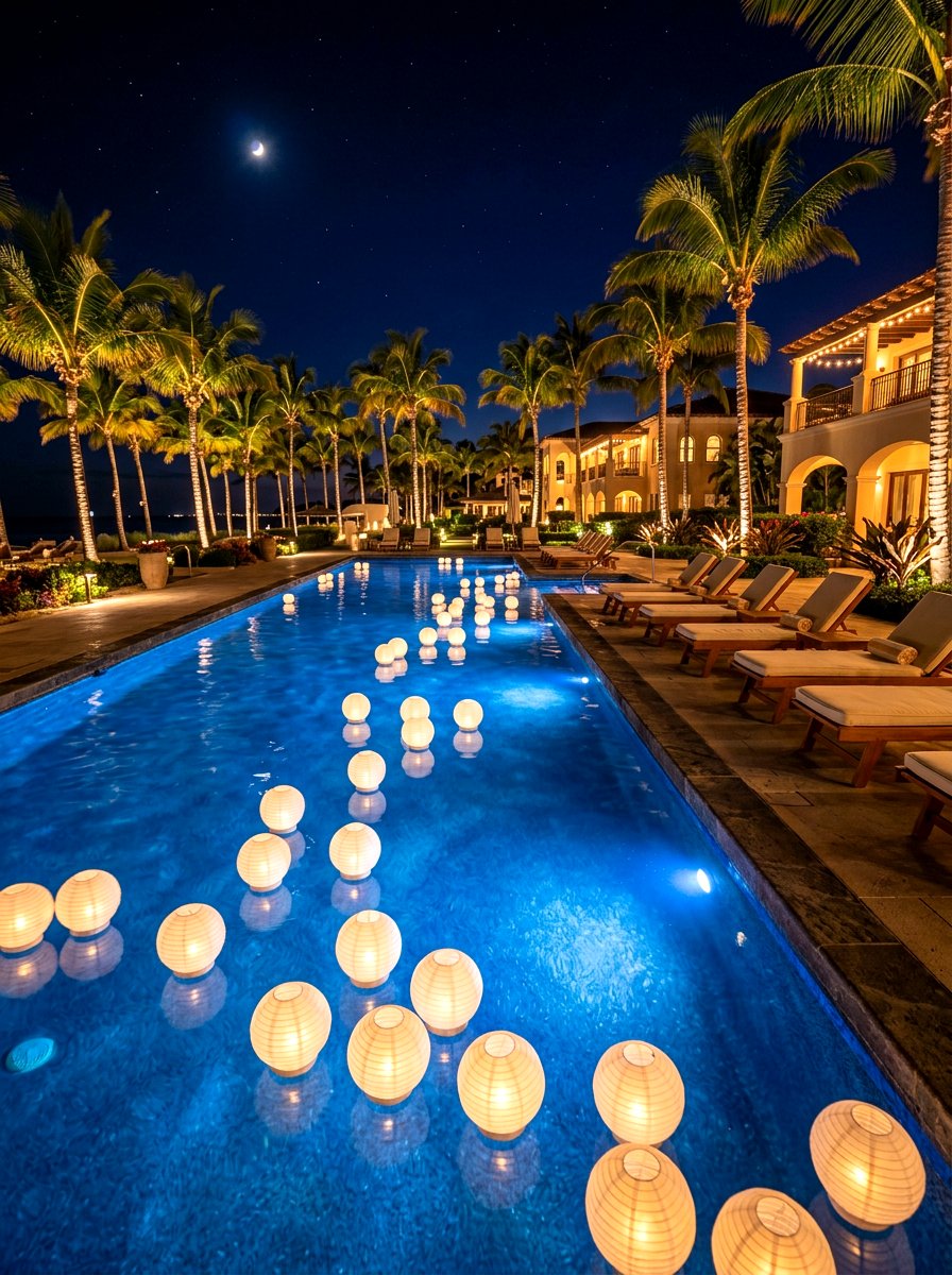 Floating Pool Lantern - 30 lantern decor ideas