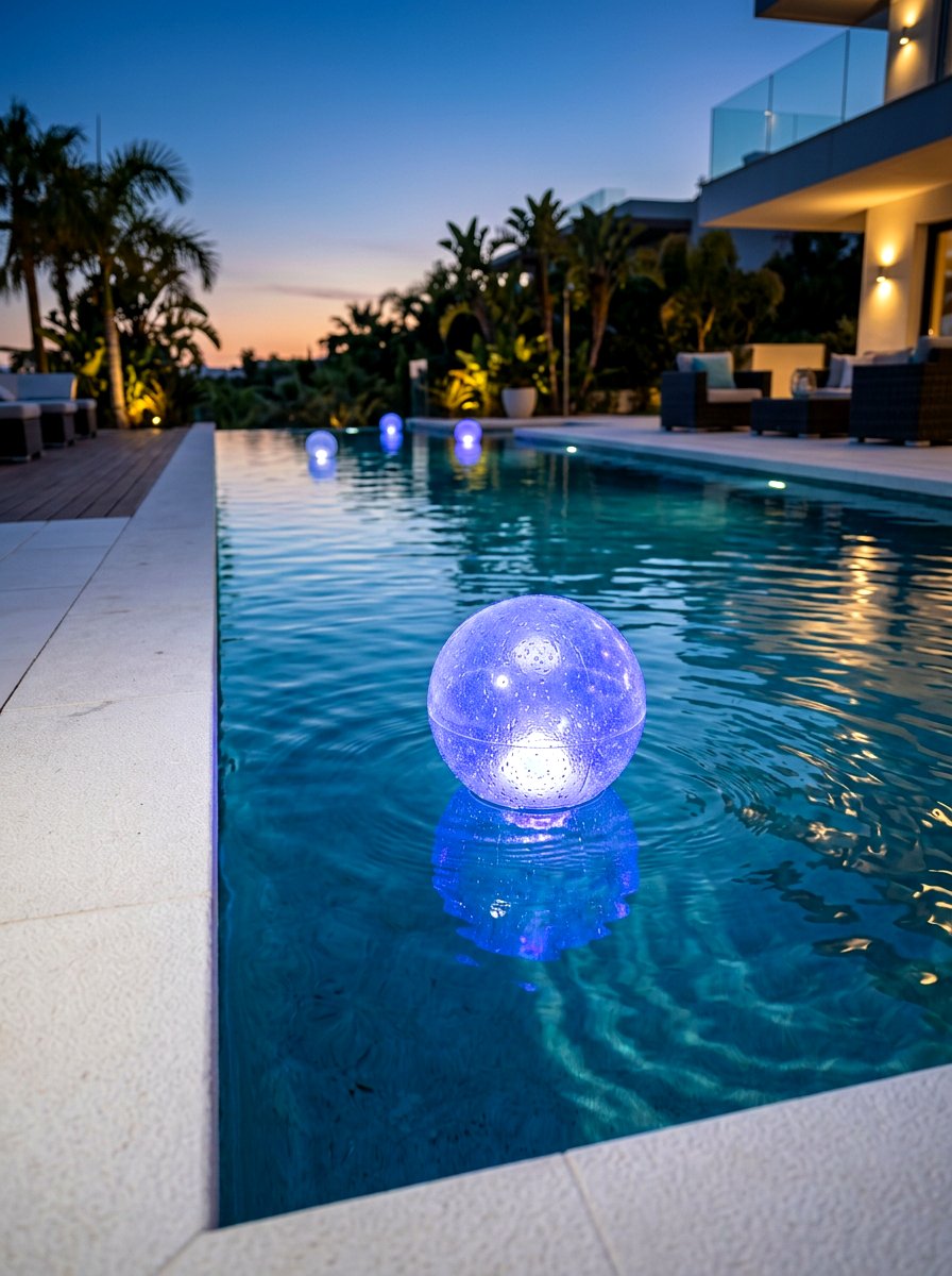 Floating Pool Light - 30 moody outdoor lighting ideas