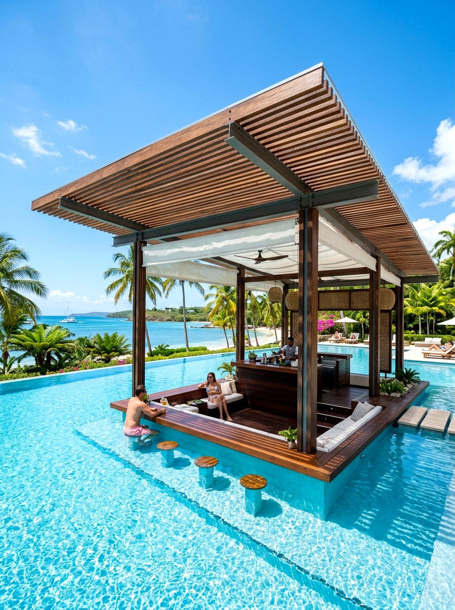 Floating Pool Pergola - 30 poolside pergola ideas