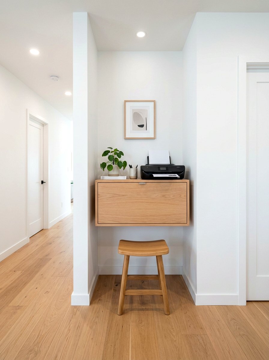 Floating Printer Shelf With Door - 30 hidden printer cabinet ideas