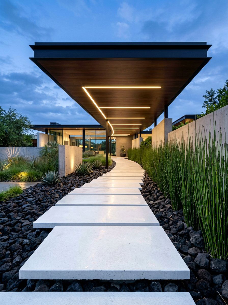 Floating Roof Modern Path - 30 covered walkway ideas