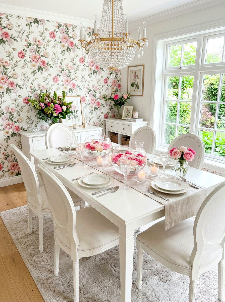 Floating Rose Petals - 30 candle table runner ideas
