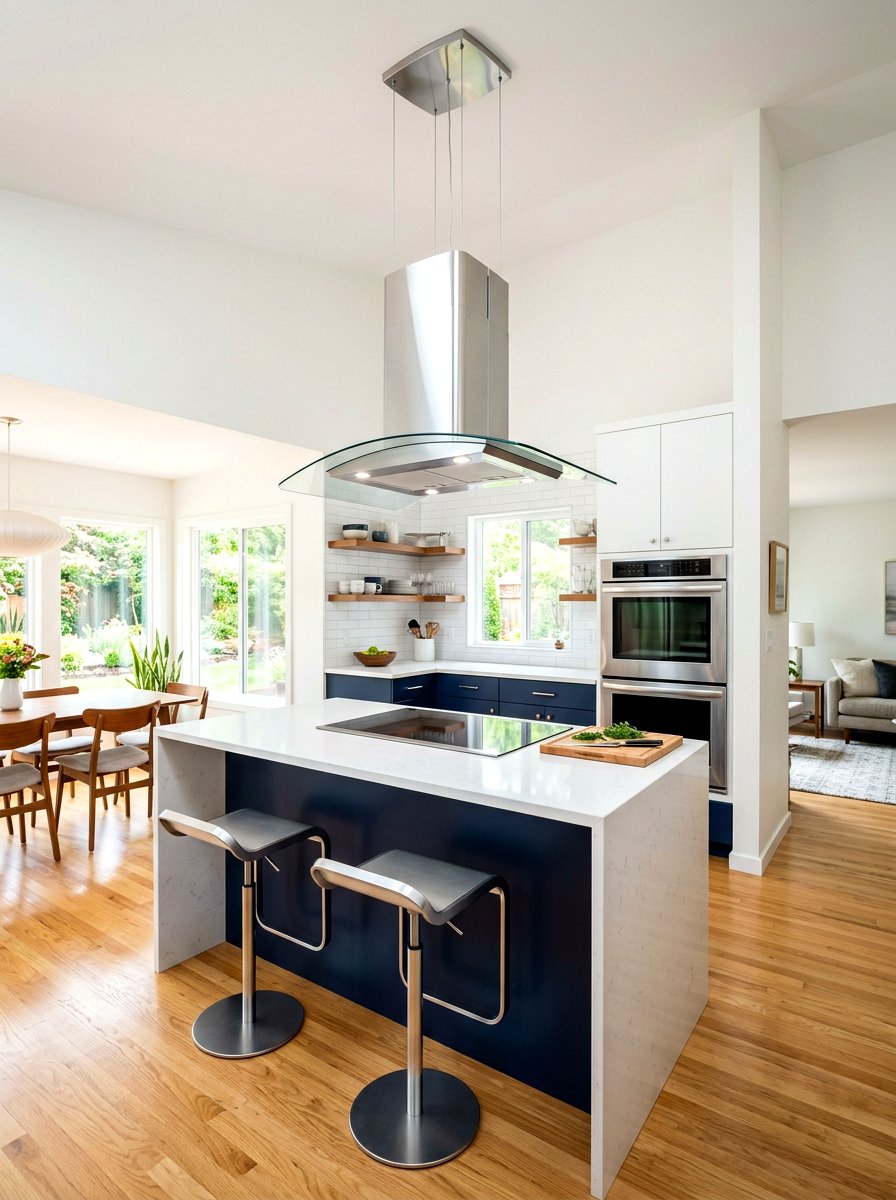 Floating Rounded Range Hood Island - 30 rounded kitchen hood ideas