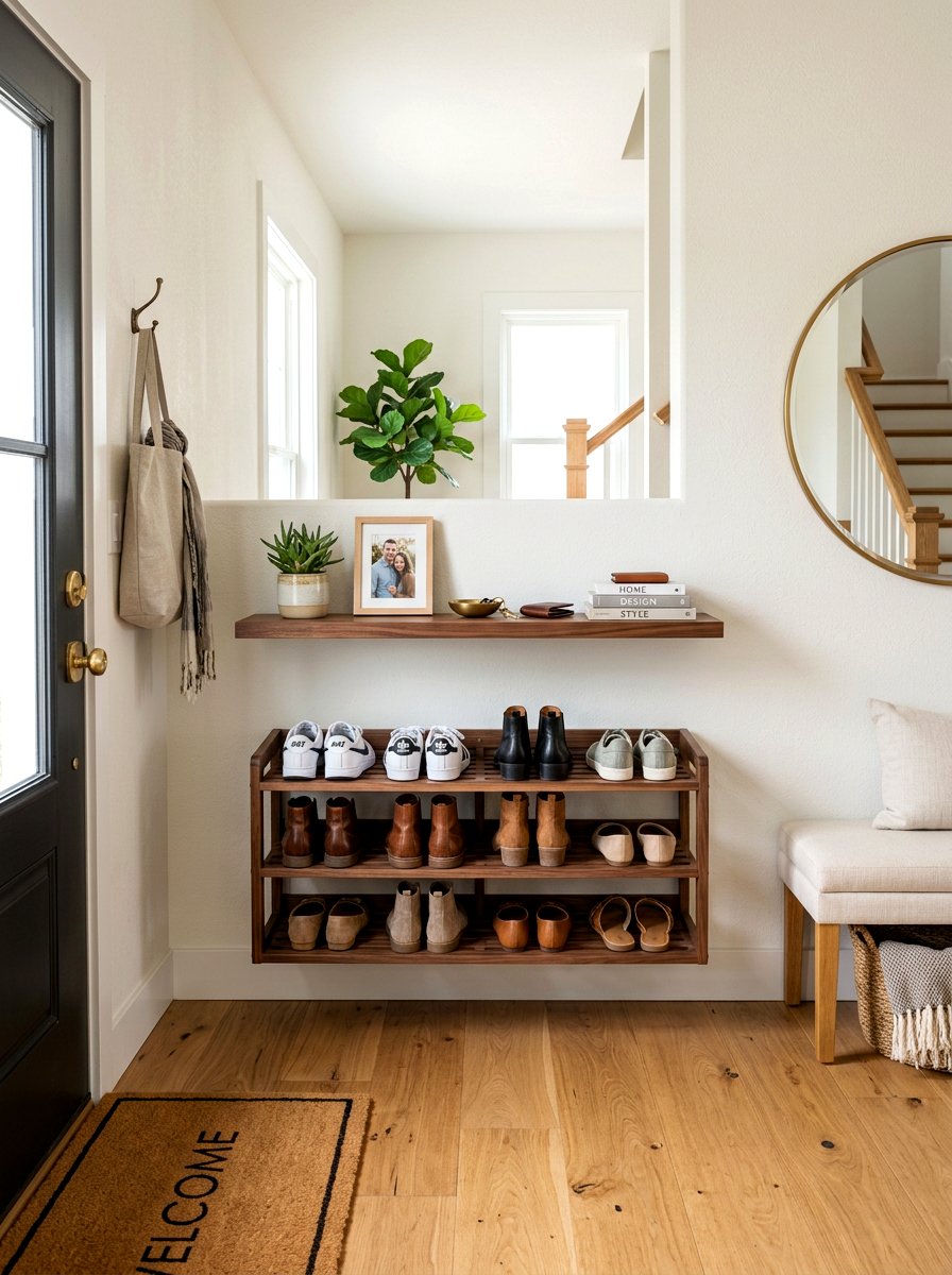 Floating Shelf Above Shoe Rack - 30 floating entry shelf ideas