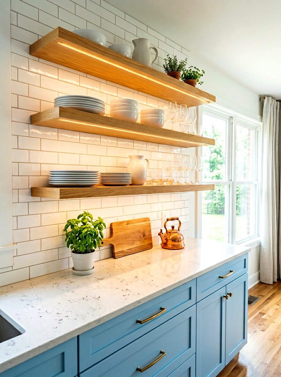 Floating Shelf Accent Light - 30 kitchen lighting ideas