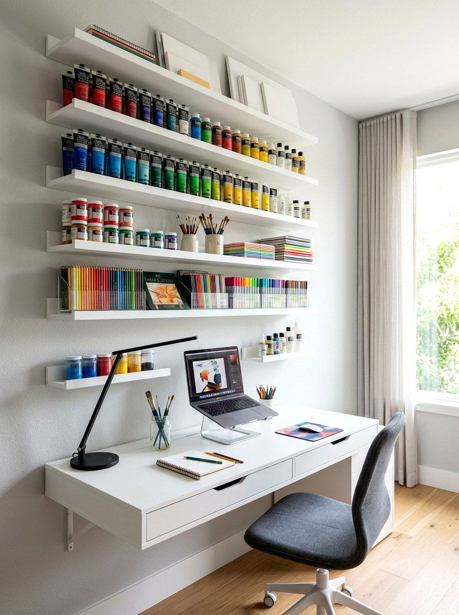 Floating Shelf Art Studio - 30 art studio room ideas