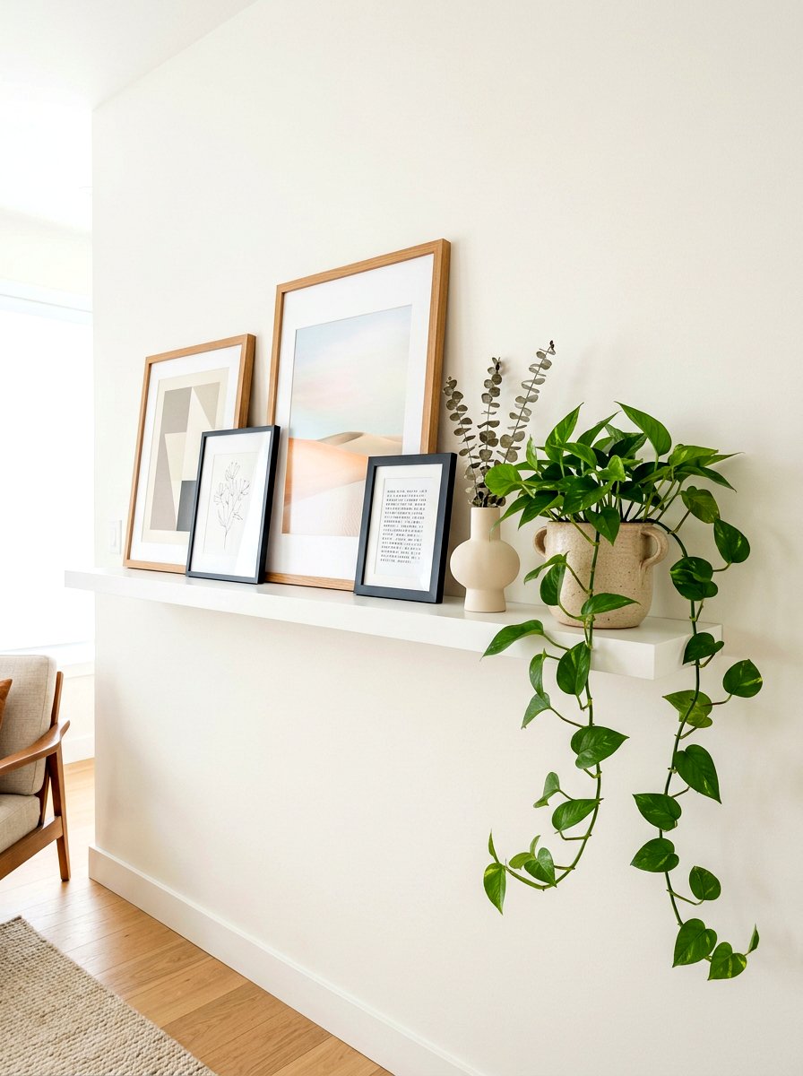 Floating Shelf Art - 30 leaning art wall ideas