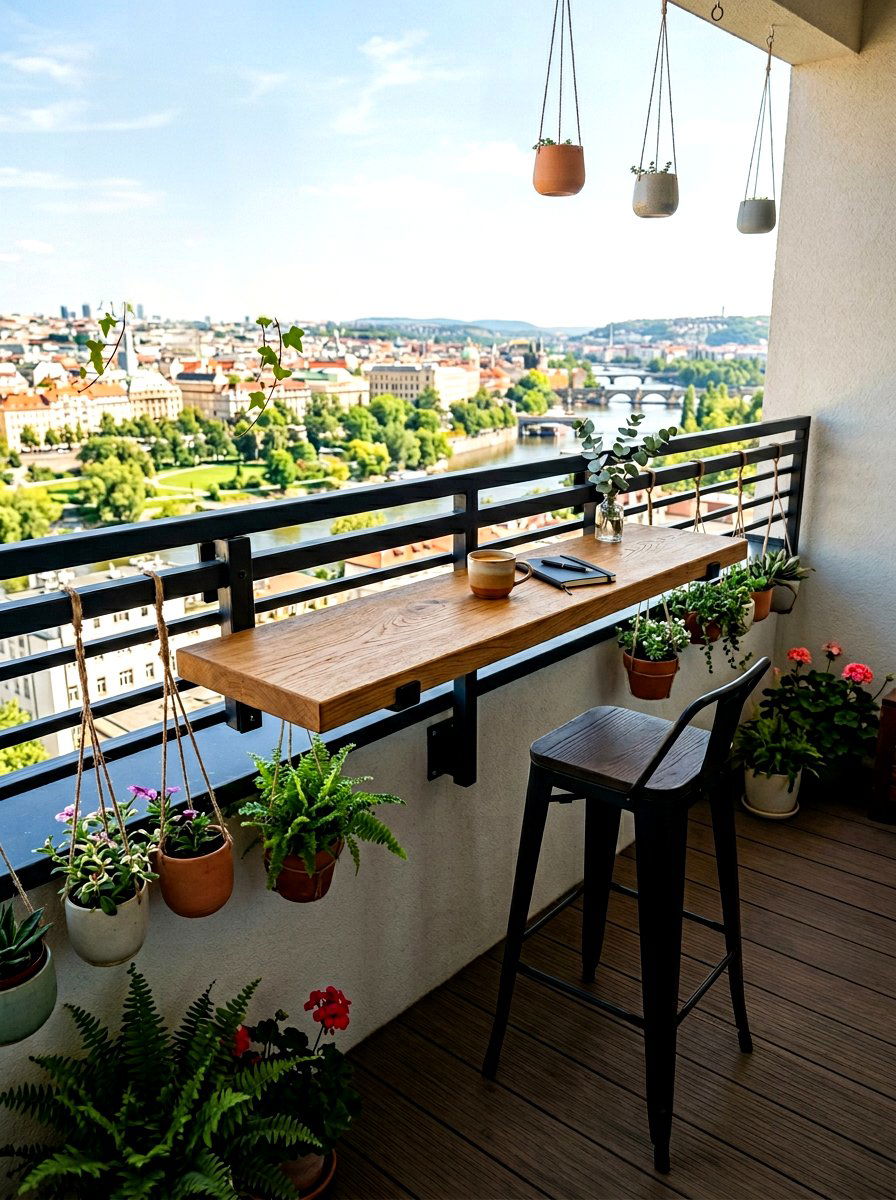 Floating Shelf Balcony Table - 30 balcony breakfast table ideas