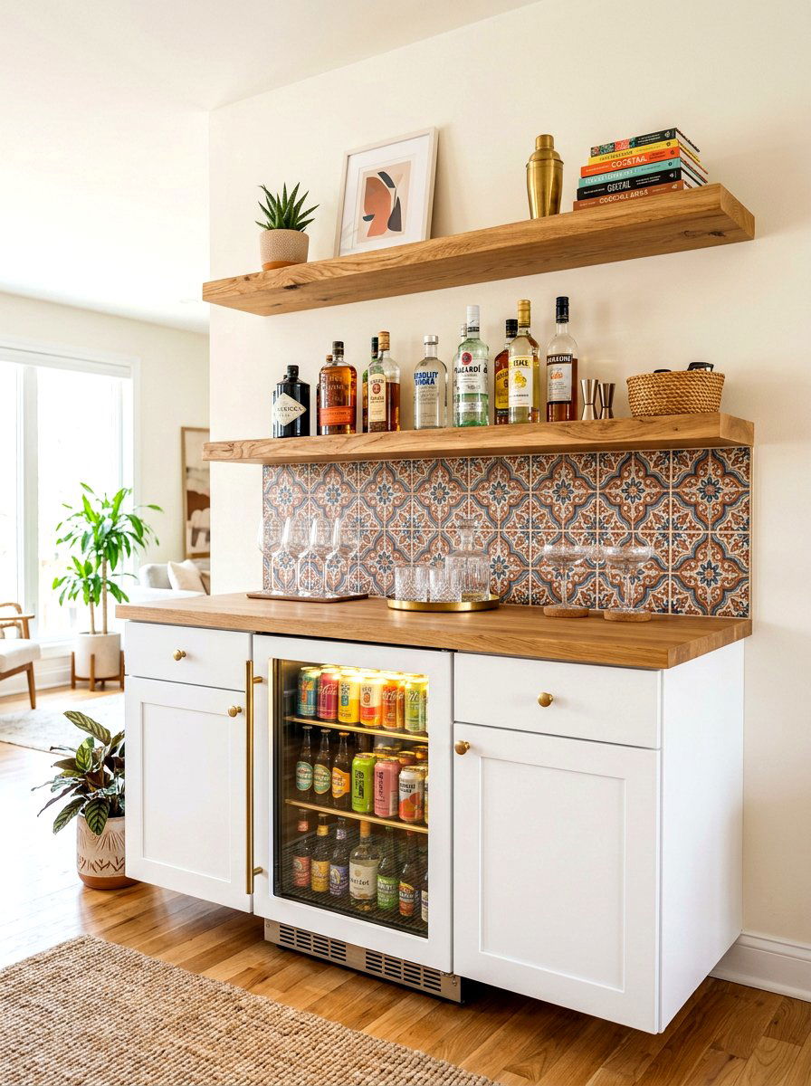 Floating Shelf Beverage Bar Cabinet - 30 beverage cooler cabinet ideas