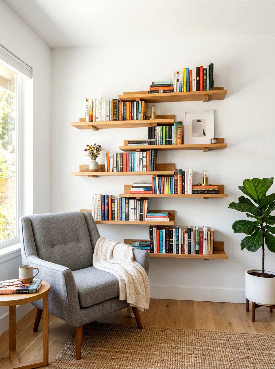 Floating Shelf Book Display - 30 reading room ideas