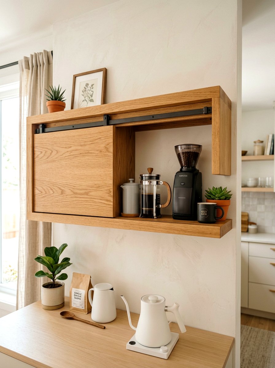 Floating Shelf Coffee Garage - 30 appliance garage coffee station ideas