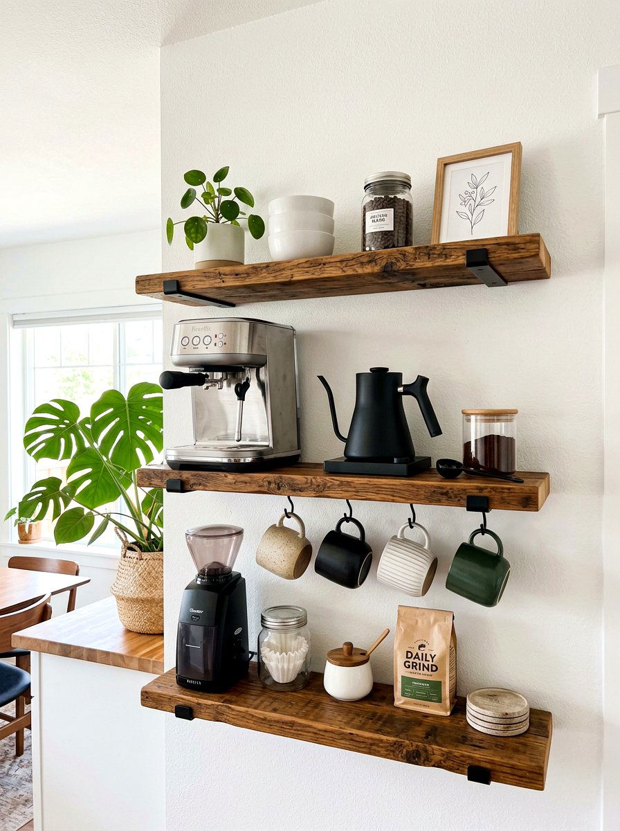 Floating Shelf Coffee Station - 30 beverage station ideas