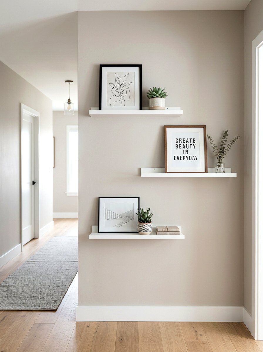 Floating Shelf Display - 30 hallway decor ideas