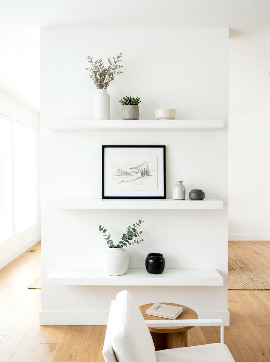 Floating Shelf Display - 30 quiet room decor ideas
