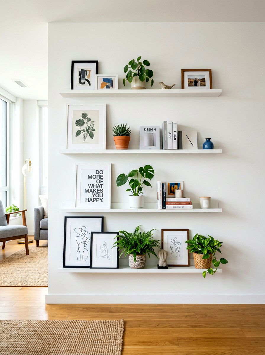 Floating Shelf Display - 30 maximalist art wall ideas