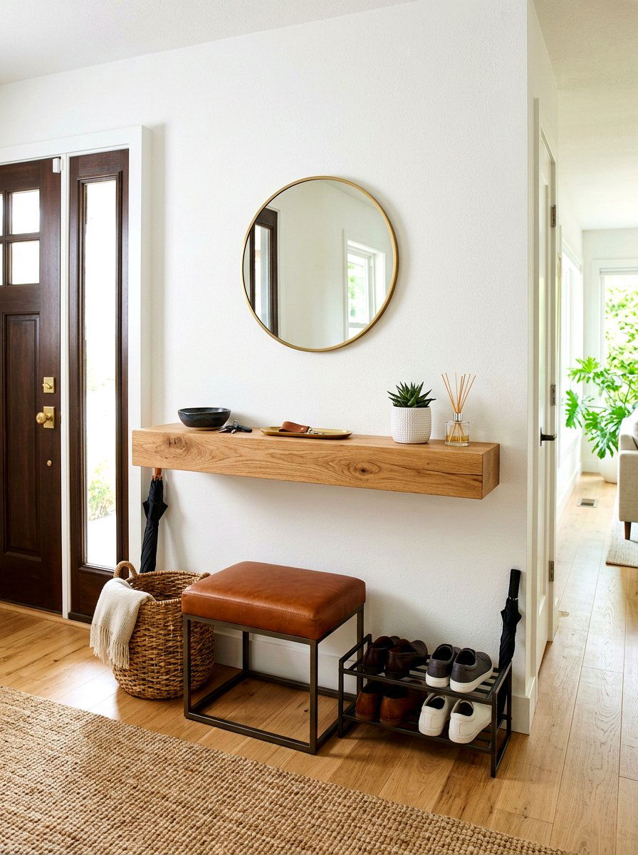 Floating Shelf Entryway - 30 front hallway decor ideas