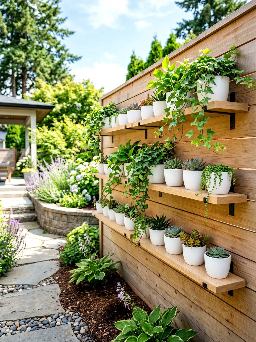 Floating Shelf Fence Garden - 30 fence vertical garden ideas