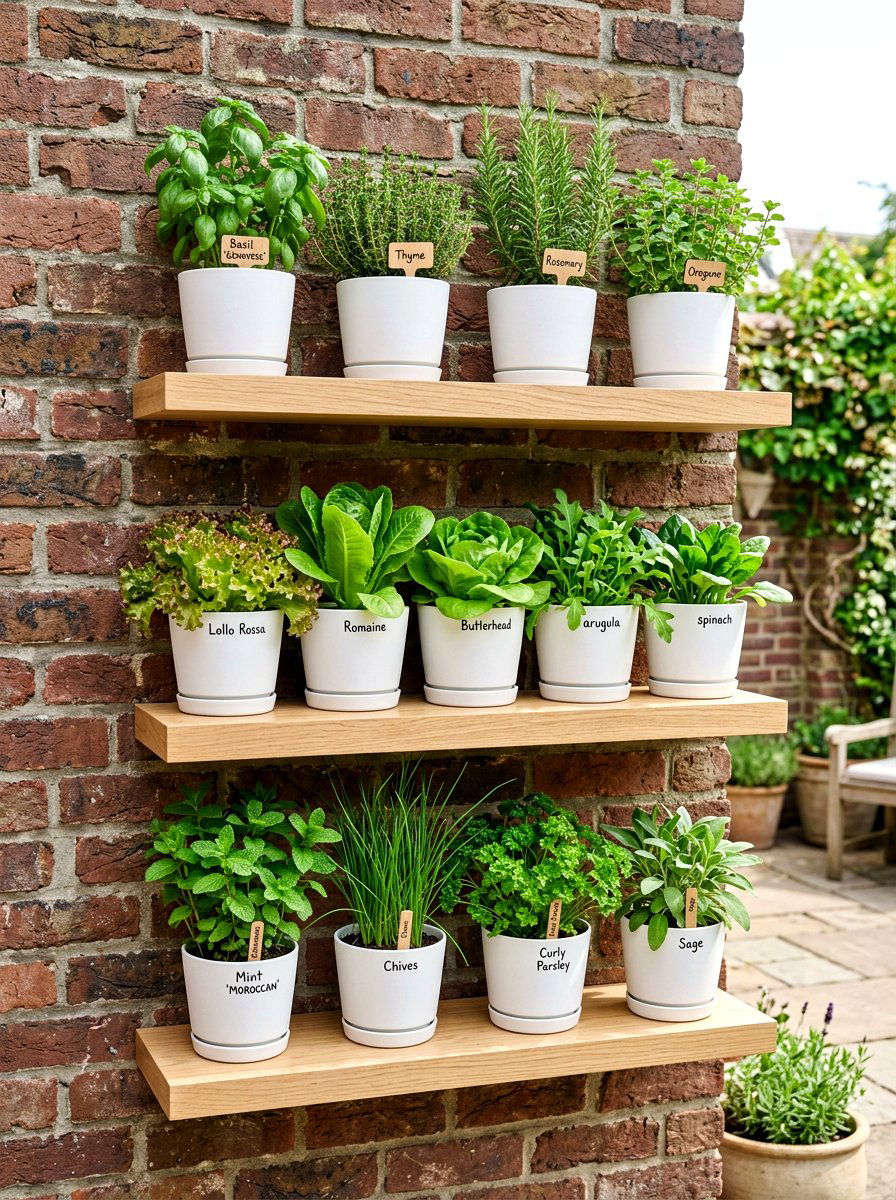 Floating Shelf Garden - 30 vertical vegetable garden ideas