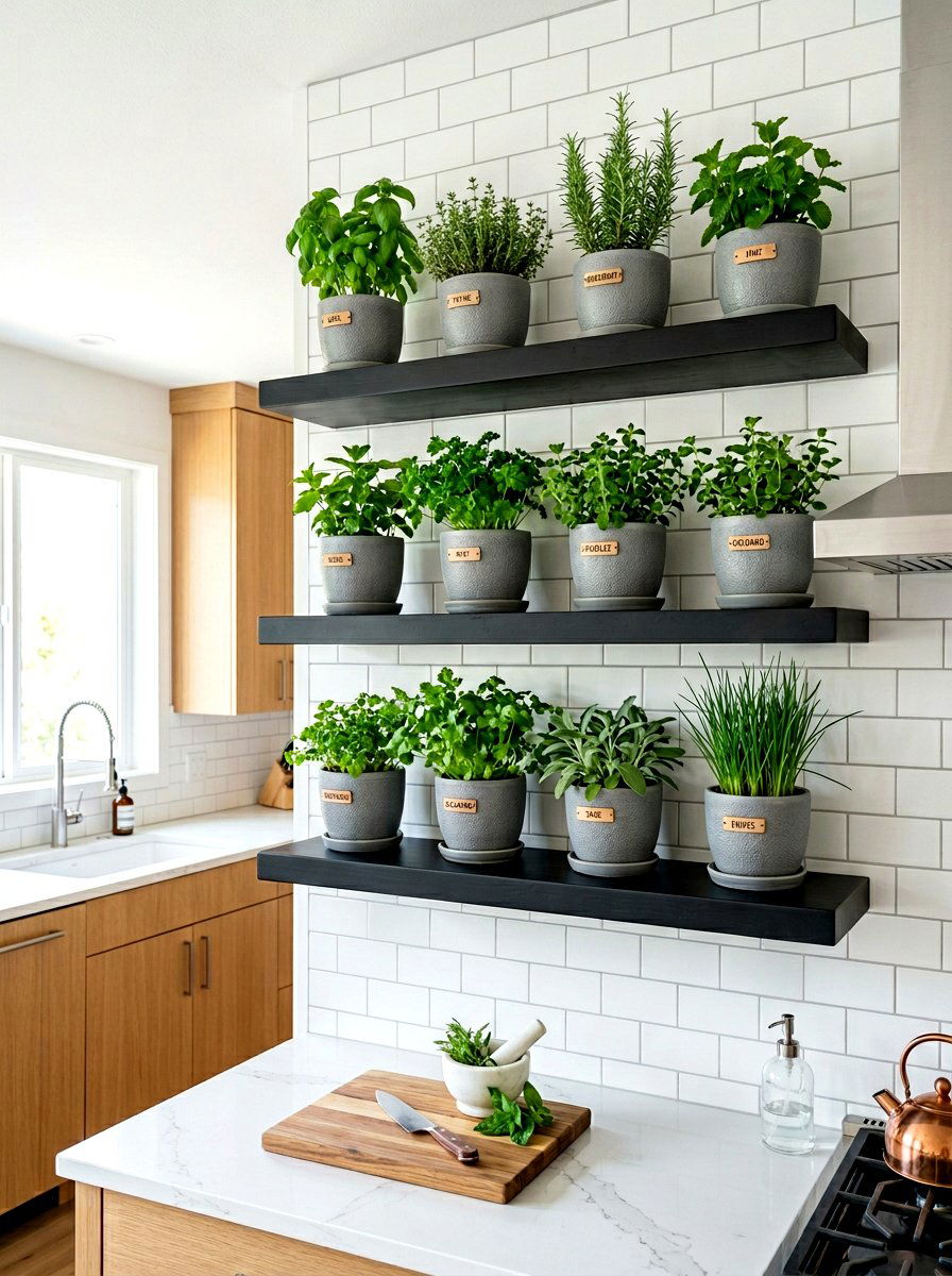 Floating Shelf Herb Garden - 30 modern herb garden ideas