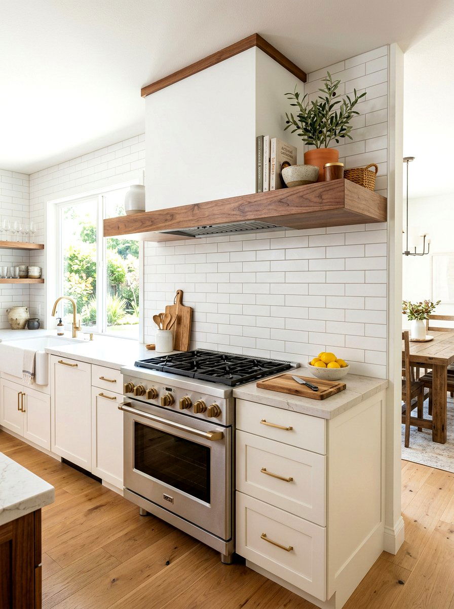 Floating Shelf Hood - 30 wood vent hood ideas