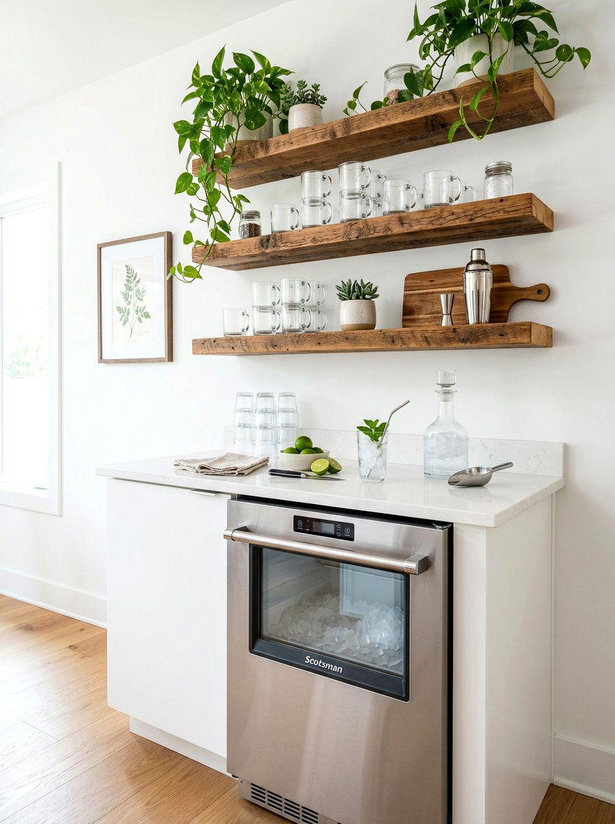 Floating Shelf Ice Nook - 30 ice maker nook ideas