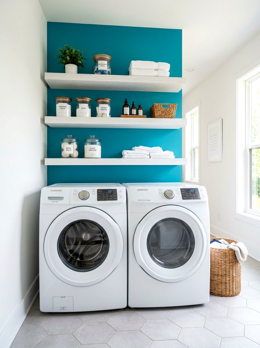 Floating Shelf Laundry Space - 30 side by side laundry ideas
