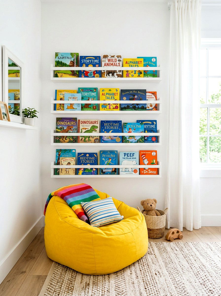 Floating Shelf Library - 30 kids reading nook ideas