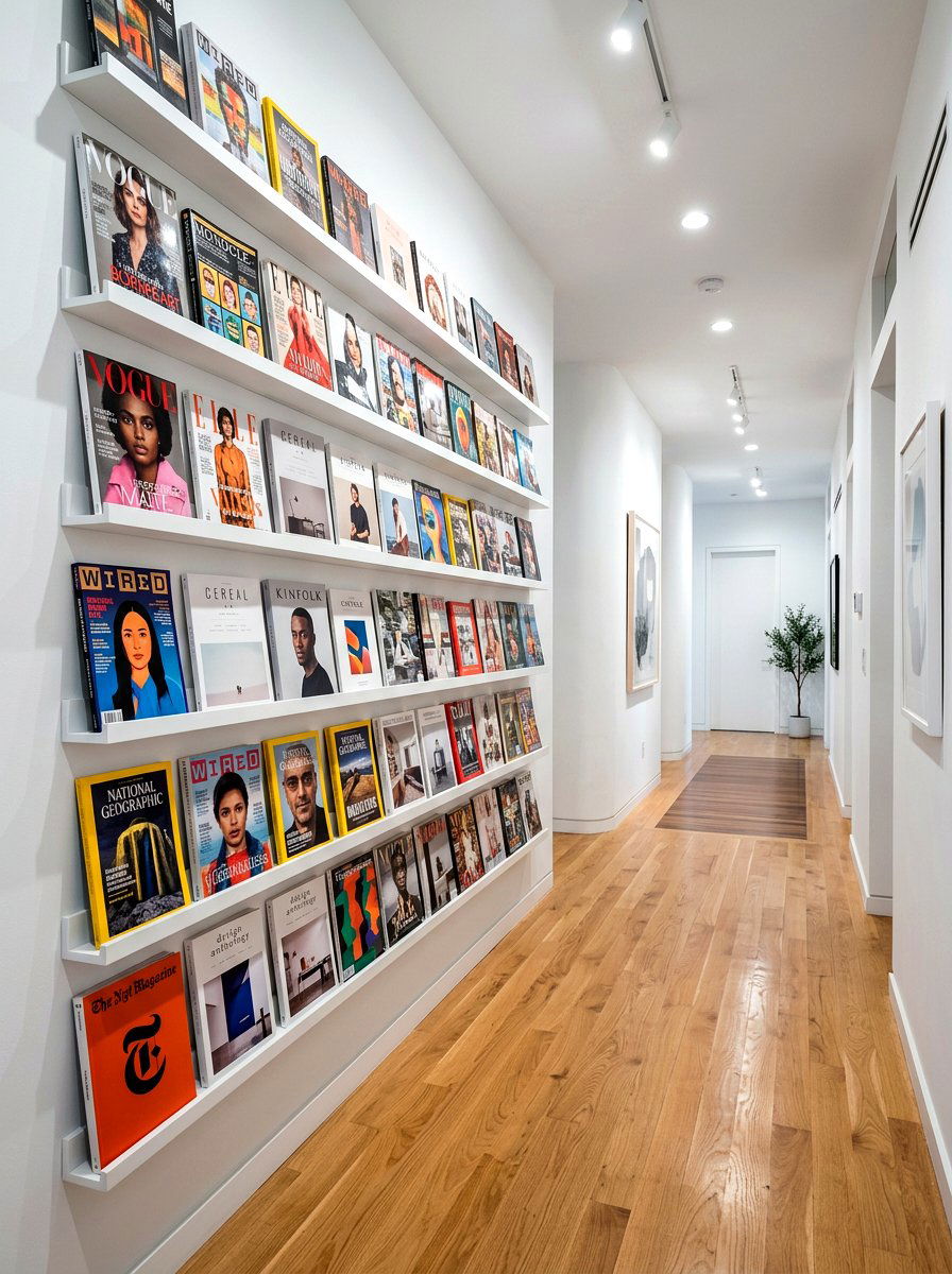 Floating Shelf Magazine Display - 30 magazine rack decor ideas