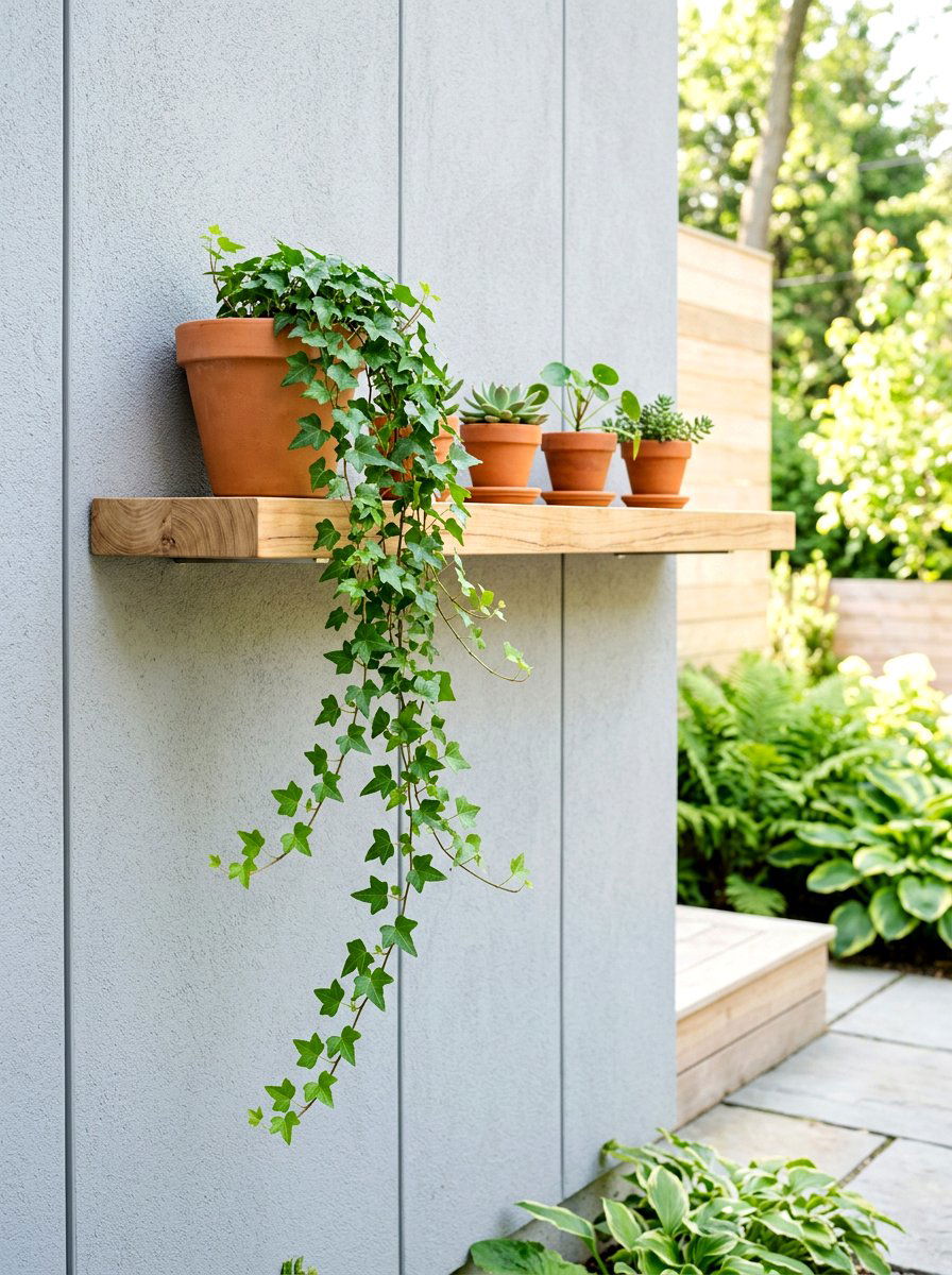 Floating Shelf Planter - 30 backyard planter ideas