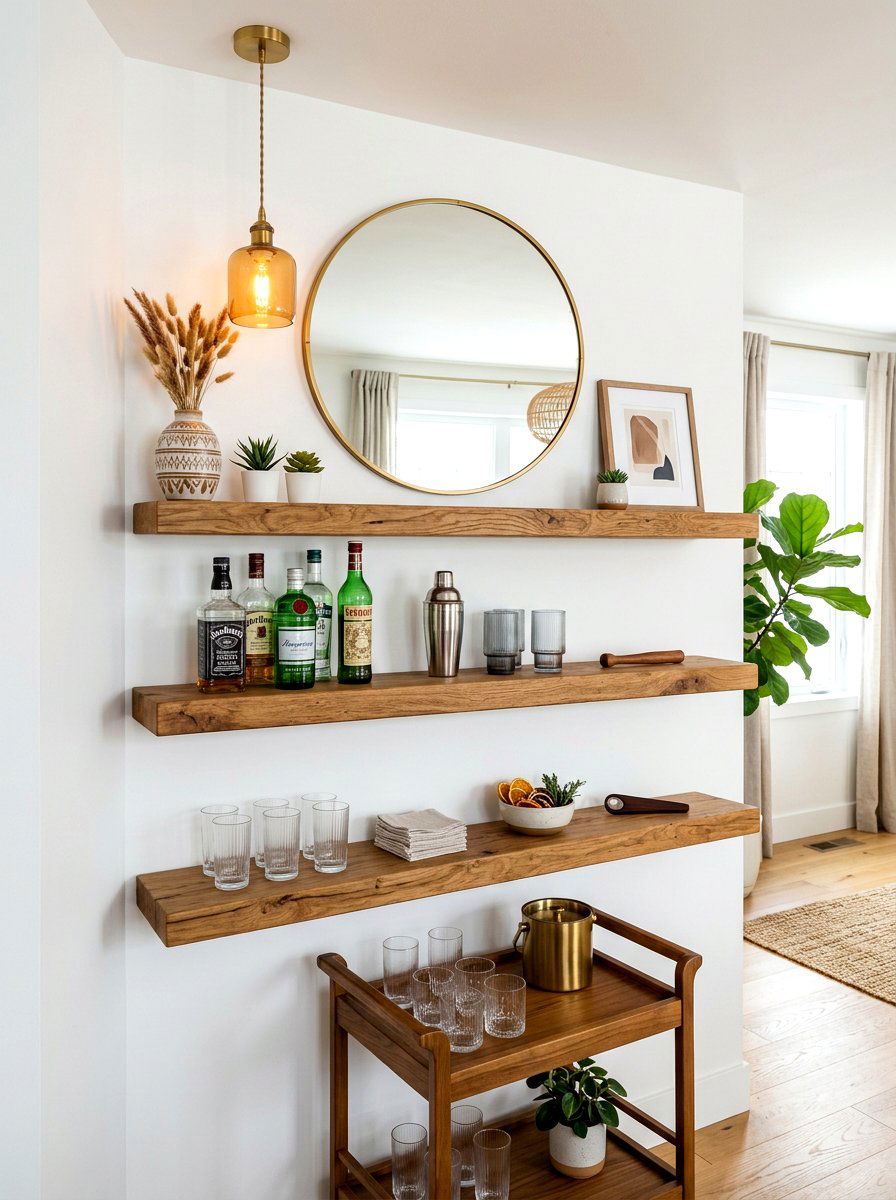 Floating Shelf Social Nook - 30 home aperitif corner ideas