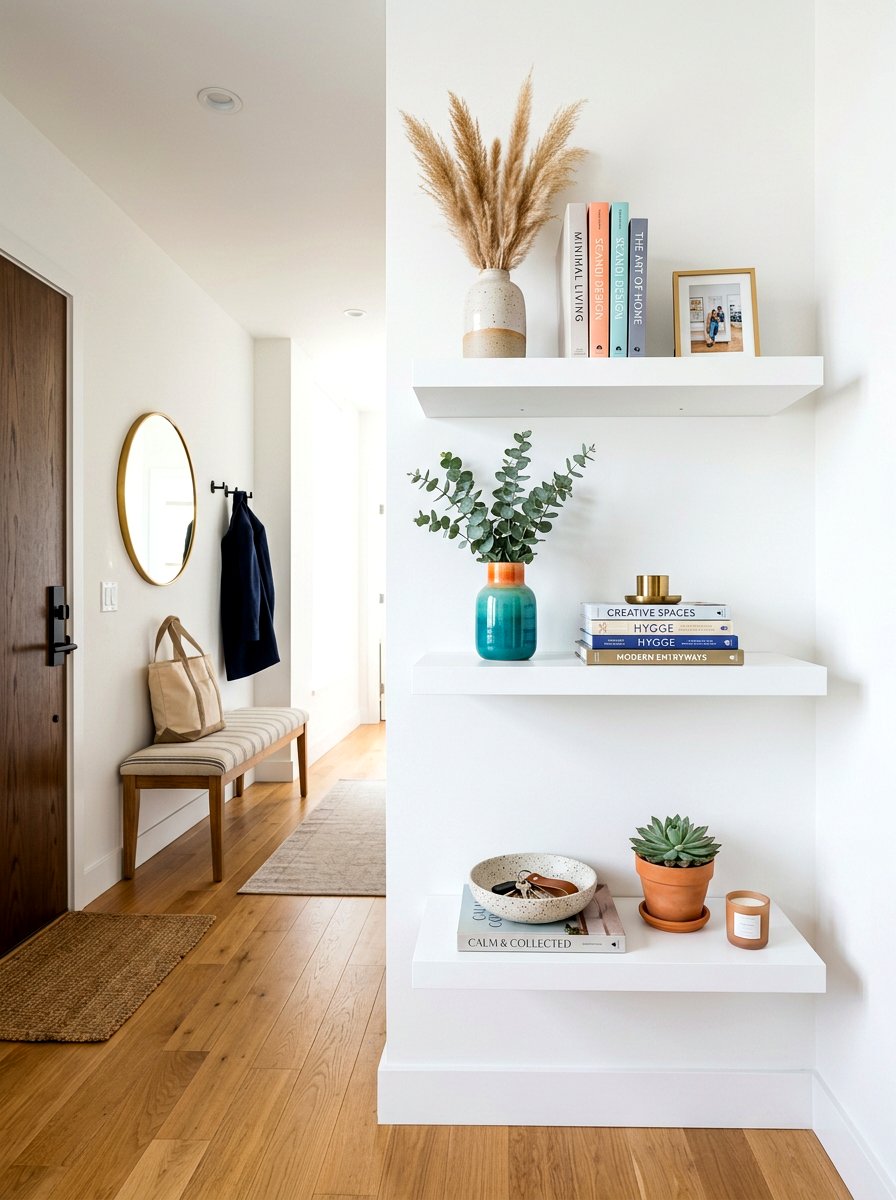Floating Shelf Storage - 30 apartment entryway ideas
