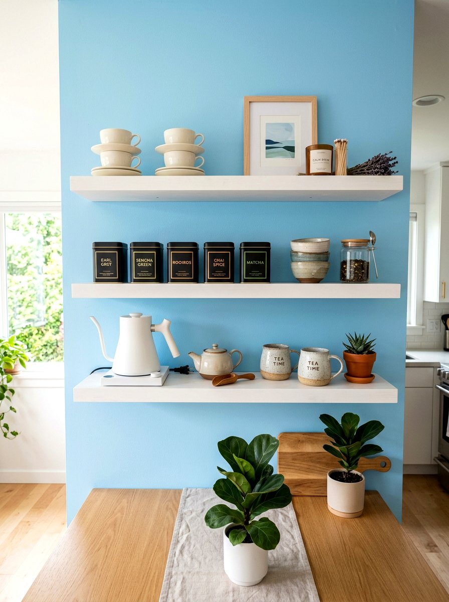 Floating Shelf Tea Setup - 30 tea nook ideas