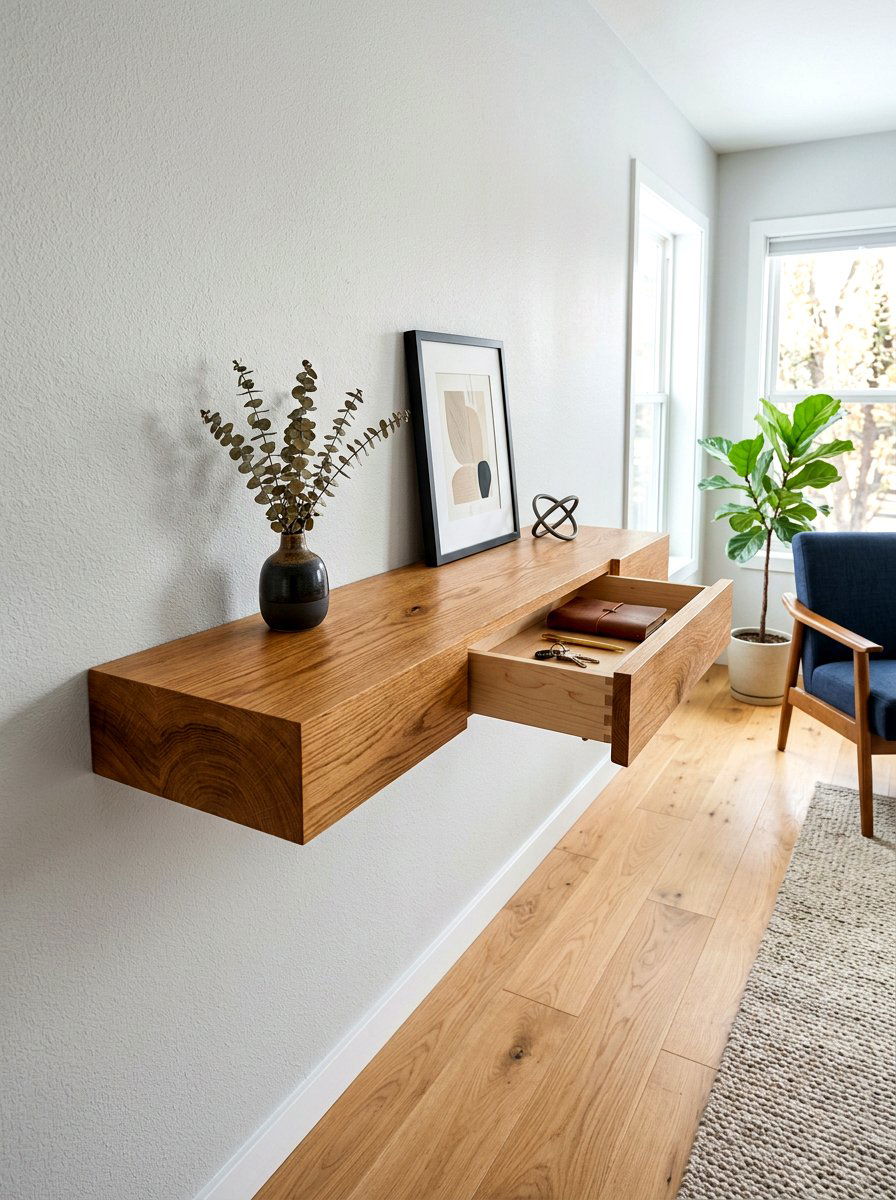 Floating Shelf With Hidden Drawer - 30 floating entry shelf ideas