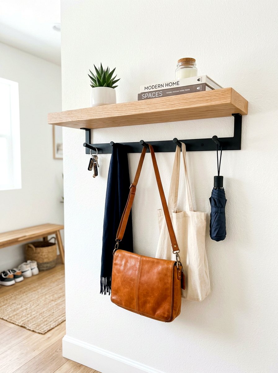 Floating Shelf With Hooks - 30 floating entry shelf ideas