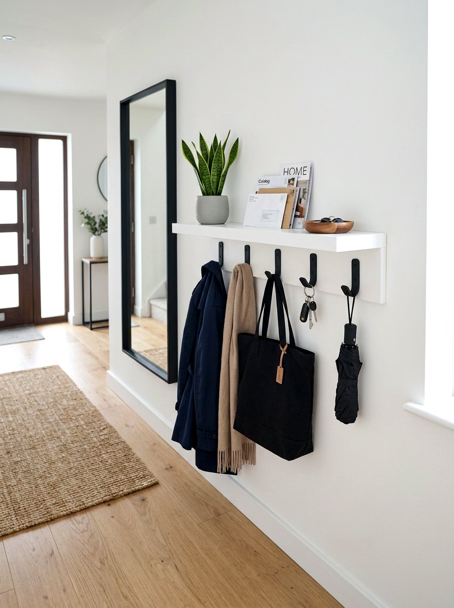 Floating Shelf With Hooks - 30 coat rack ideas