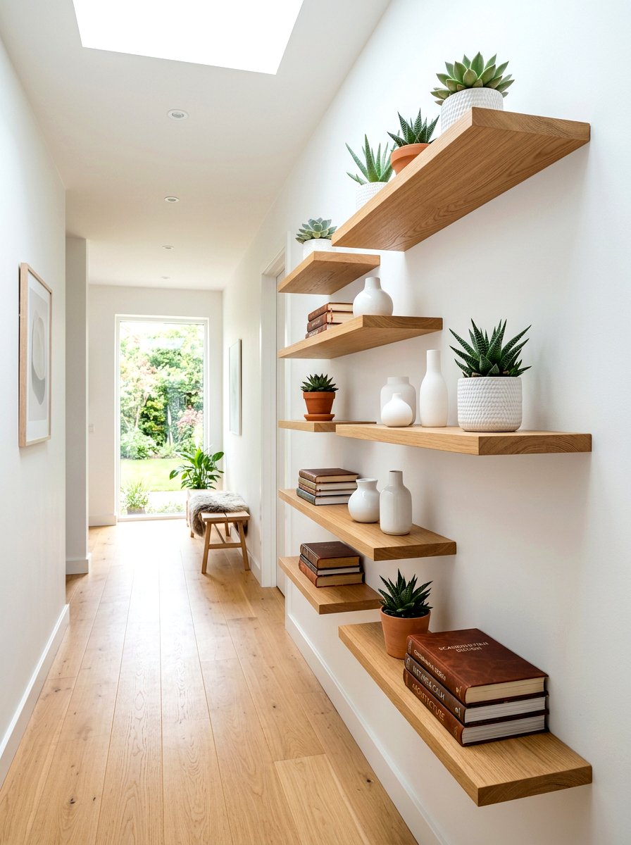 Floating Shelf - 30 hallway wall decor ideas