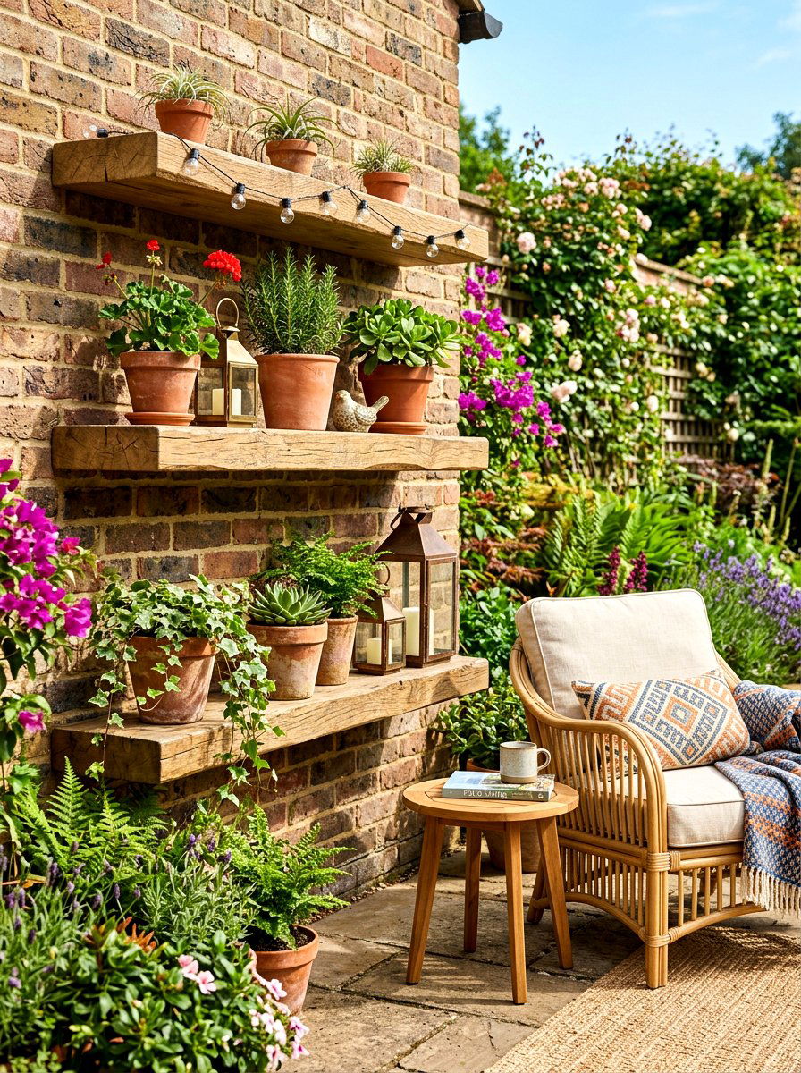 Floating Shelves - 30 patio accent wall ideas
