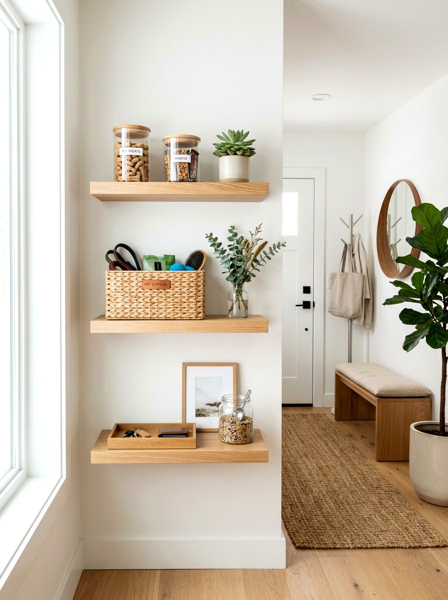 Floating Shelves For Pet Supplies - 30 entryway pet station ideas