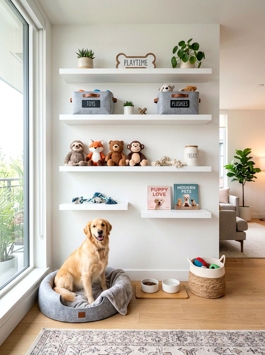 Floating Shelves For Pet Toys - 30 pet toy storage ideas