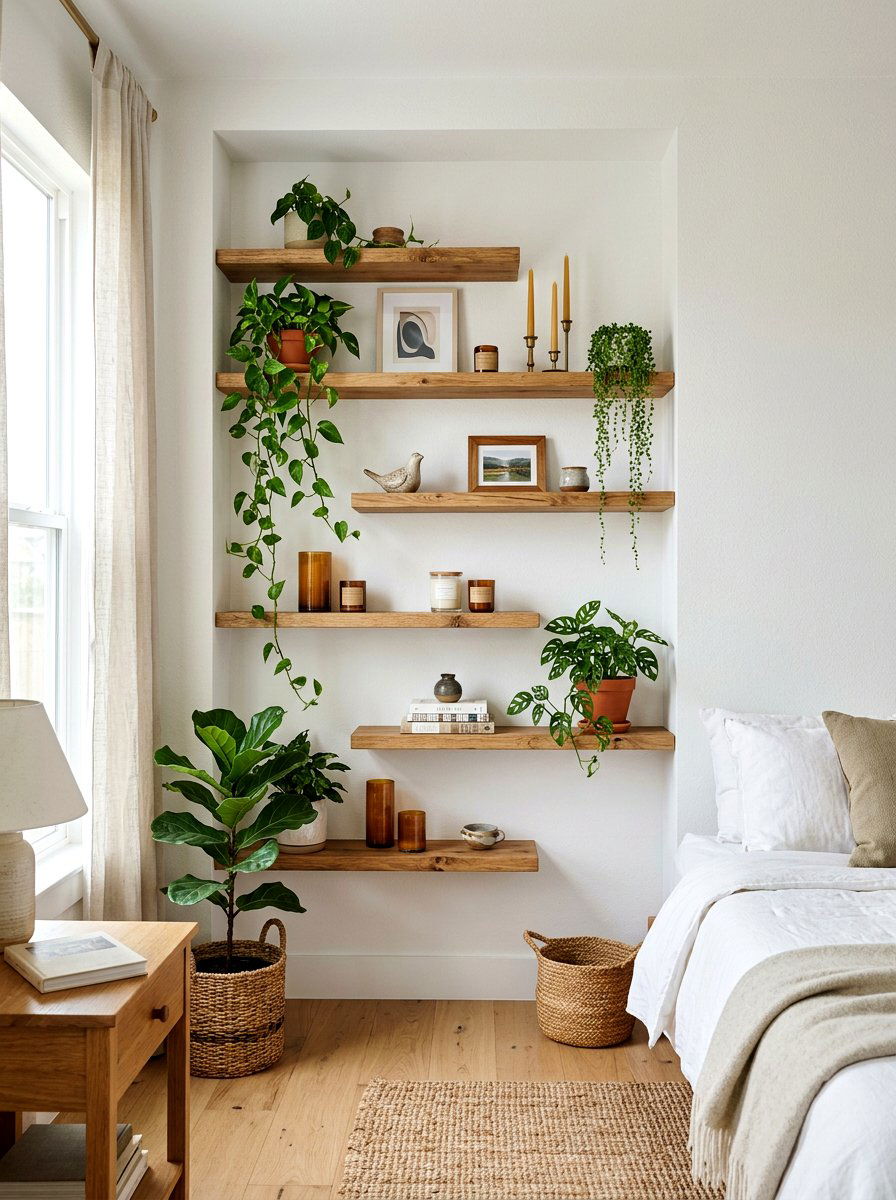 Floating Shelves In Bedroom - 30 bedroom alcove ideas