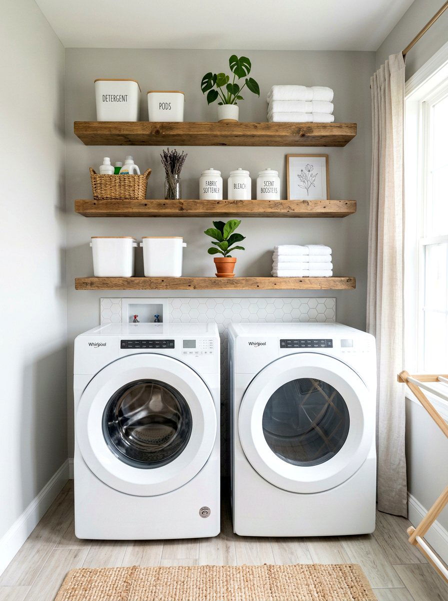Floating Shelves Laundry - 30 laundry nook ideas
