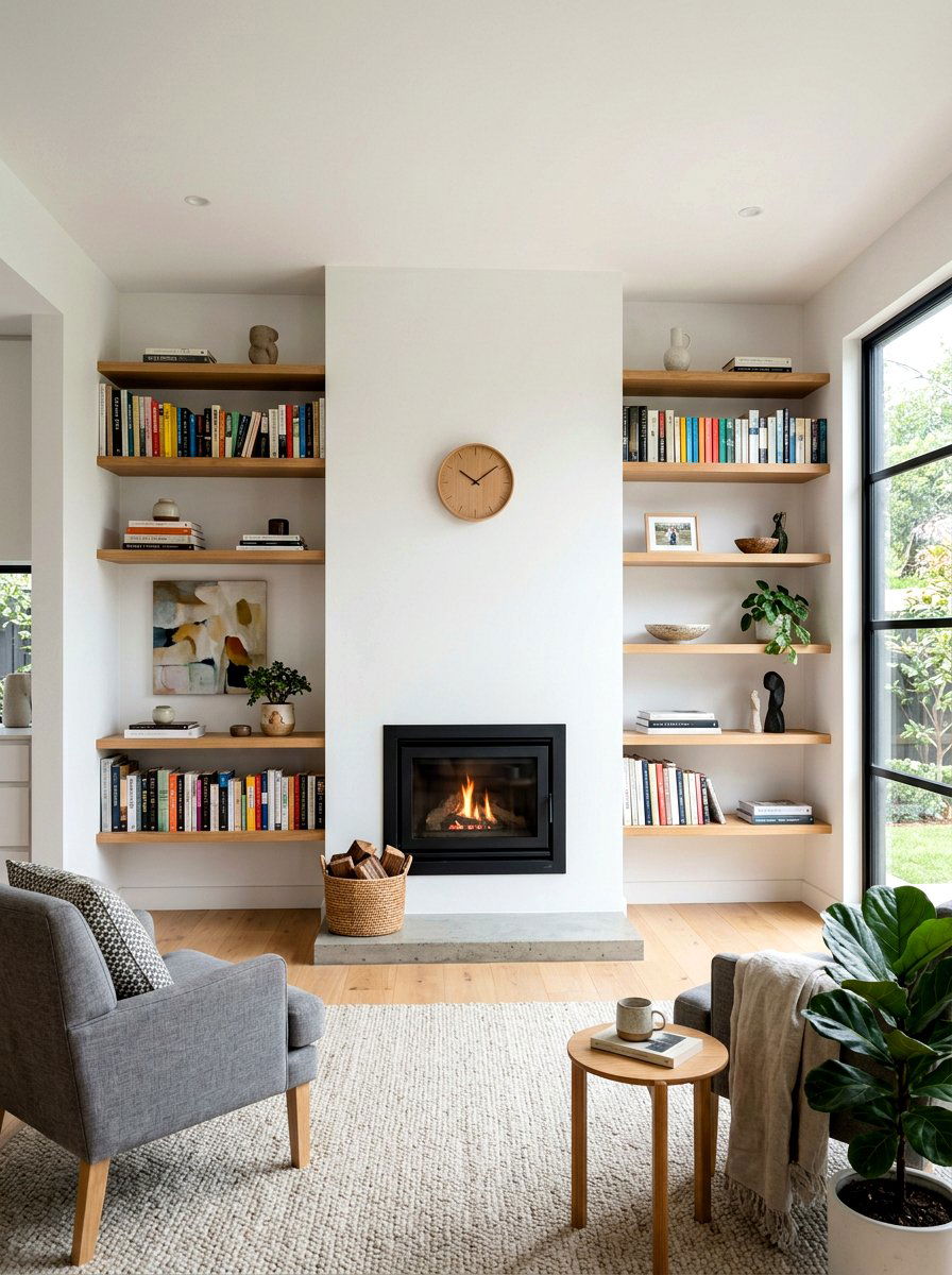 Floating Shelves Library Fireplace - 30 library fireplace ideas
